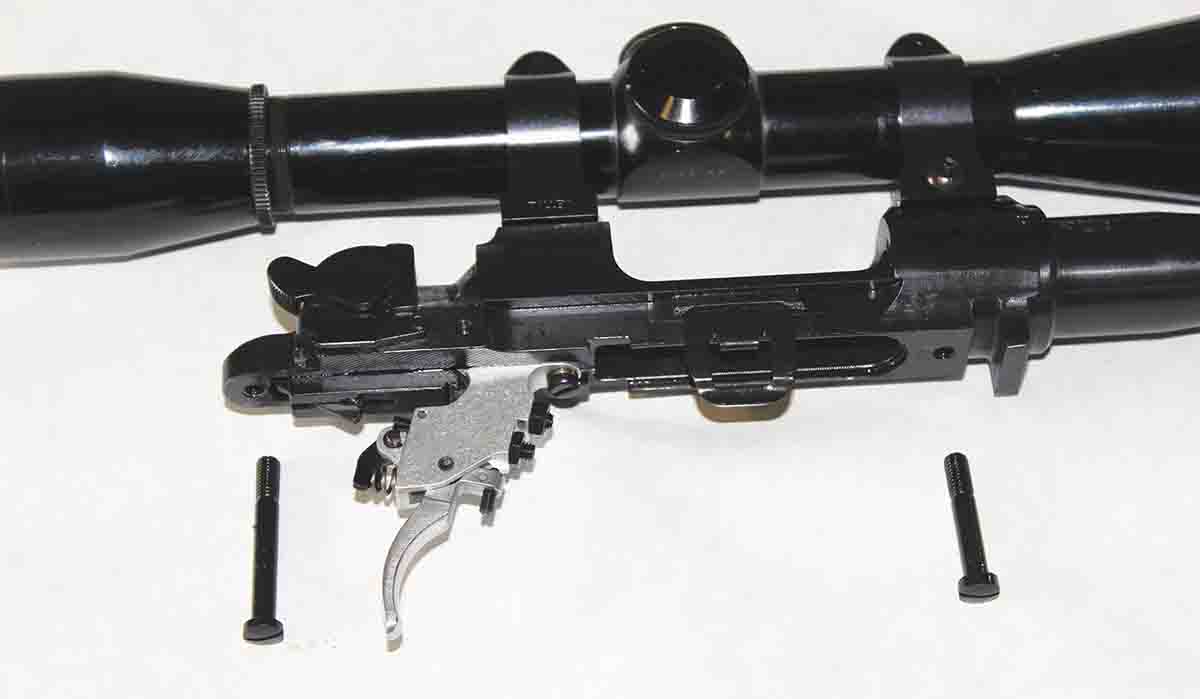 The action of CZ-USA’s 527 American Suppressor-Ready rifle is anchored by two bolts, the rear threading through the tang and a second located on the receiver flat just behind the recoil lug.